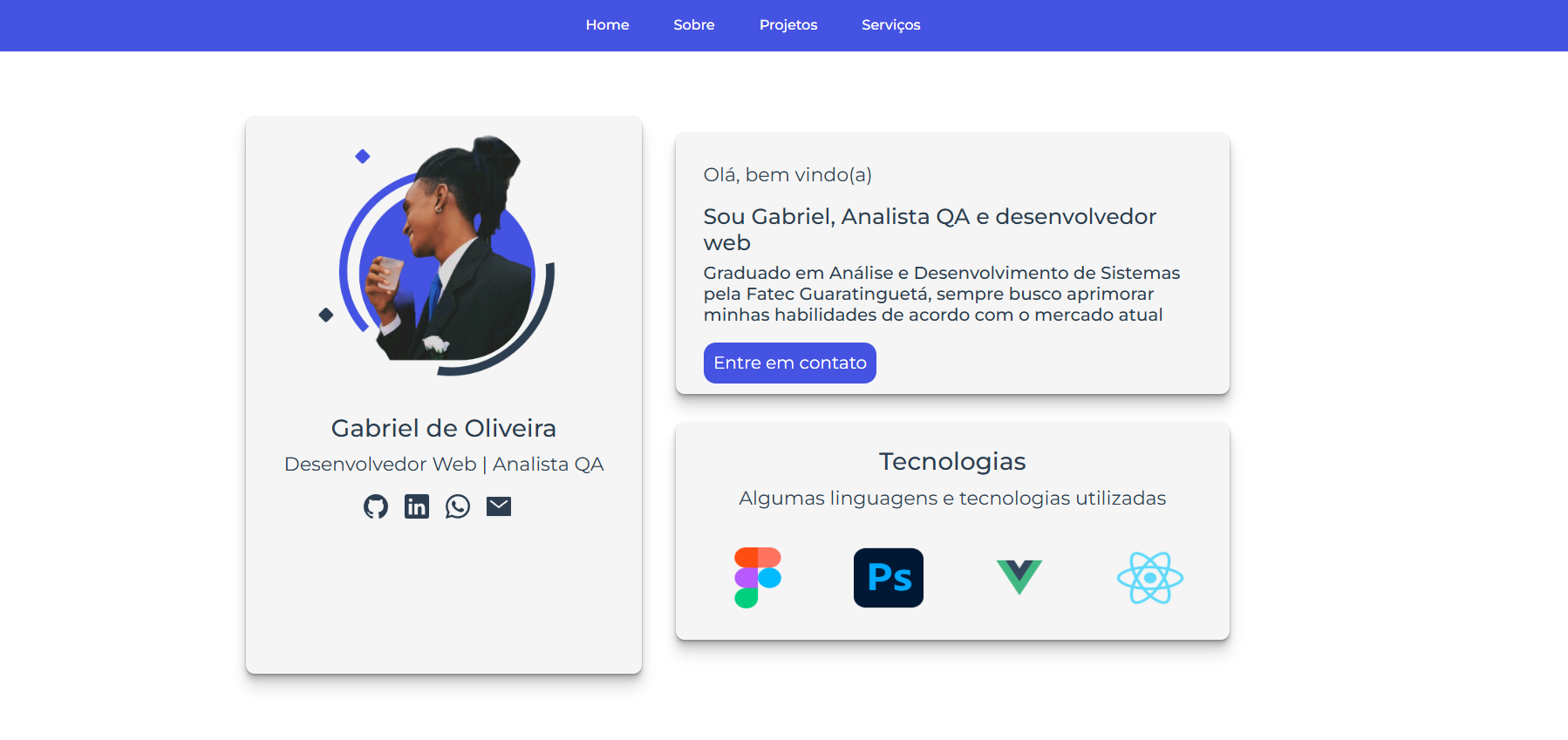 One page portfolio pessoal